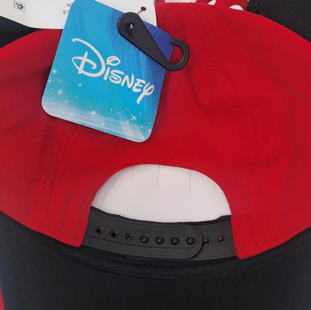 Disney‎ Minnie Mouse Ears W/ Polka Dot Bow Red and Black Youth Hat Cap New
